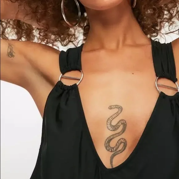 The Lena Millie Plunge Black Swimsuit With Back Detailing, Hardware Embellished - Picture 4 of 5